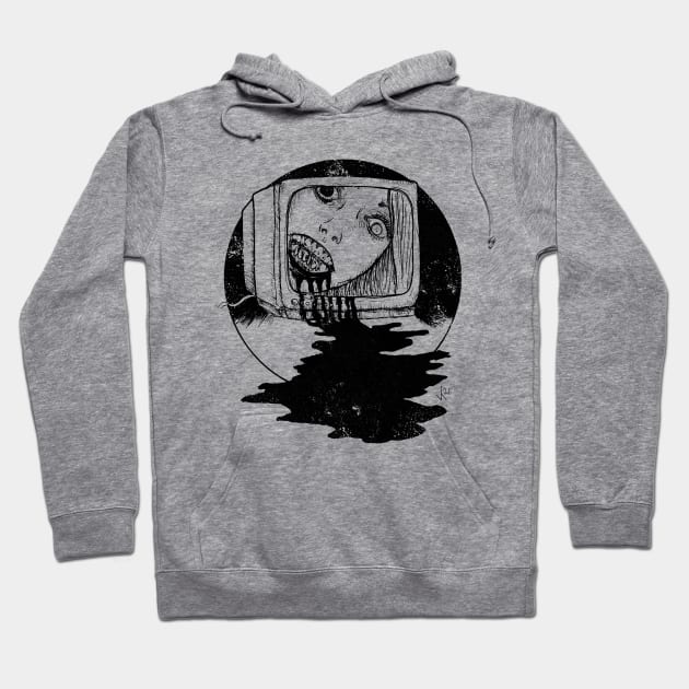 TV set (Black print) Hoodie by Bloody Savage